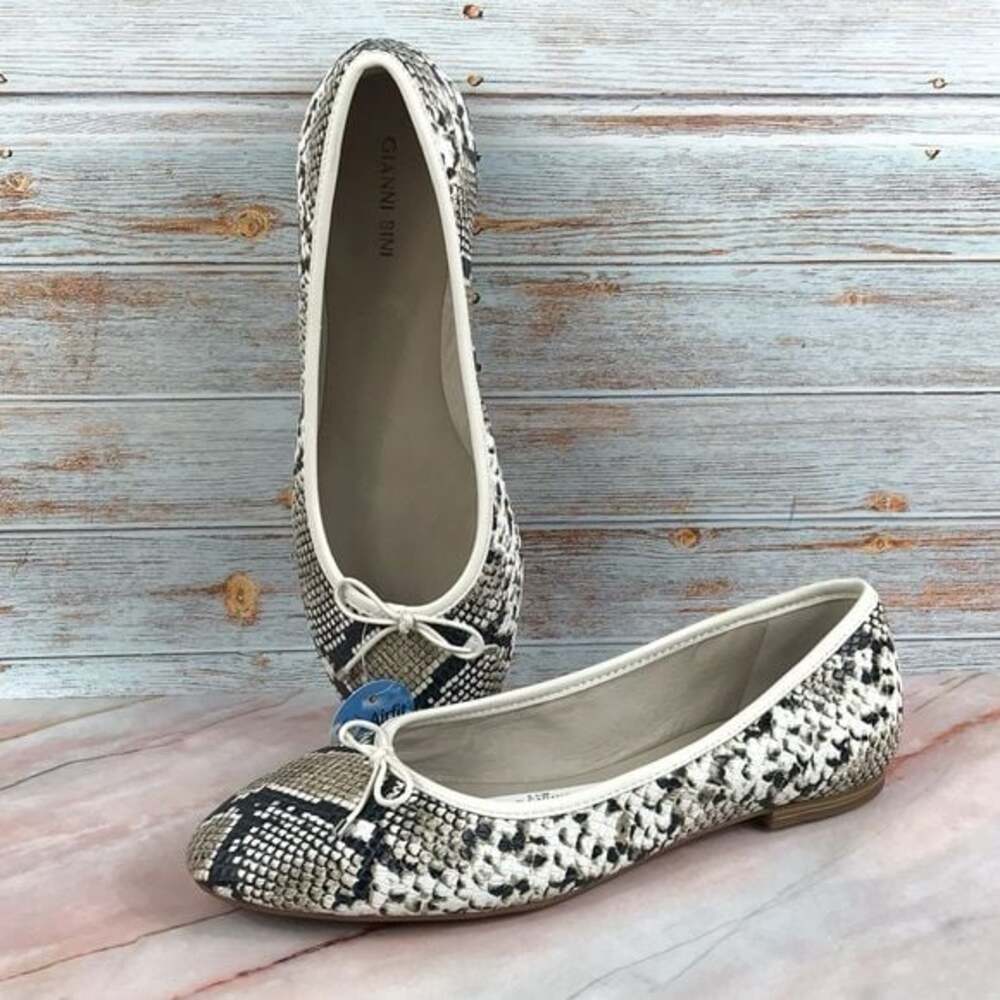 NEW Gianni Bini Mariete Ballet Flat Snakeskin Embossed Leather